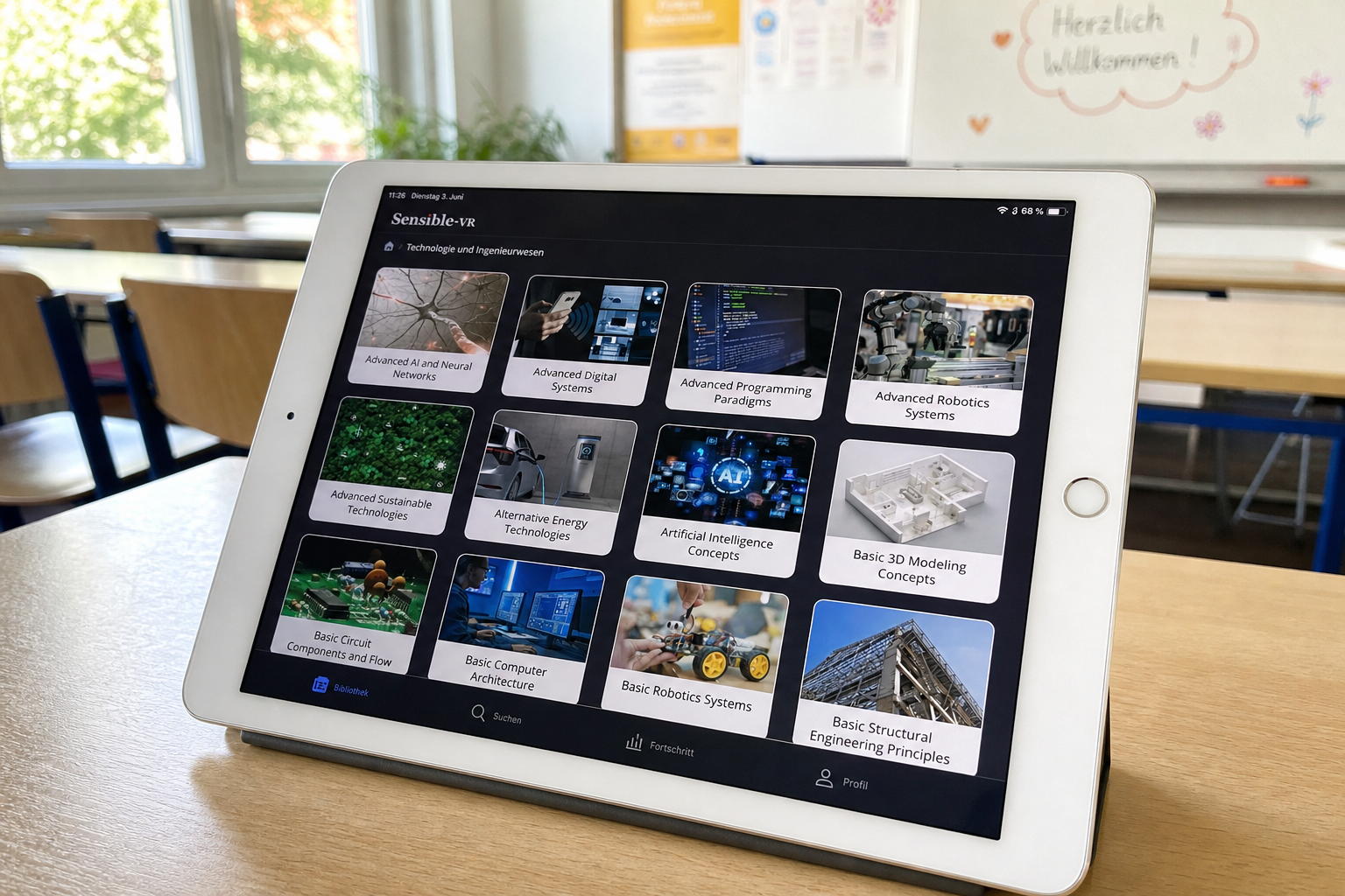 Sensible-VR Bibliothek auf dem iPad